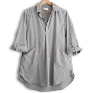 KENAR / Utility Sleeve Pullover Shirt w/ Pockets Top Stripe Sz L